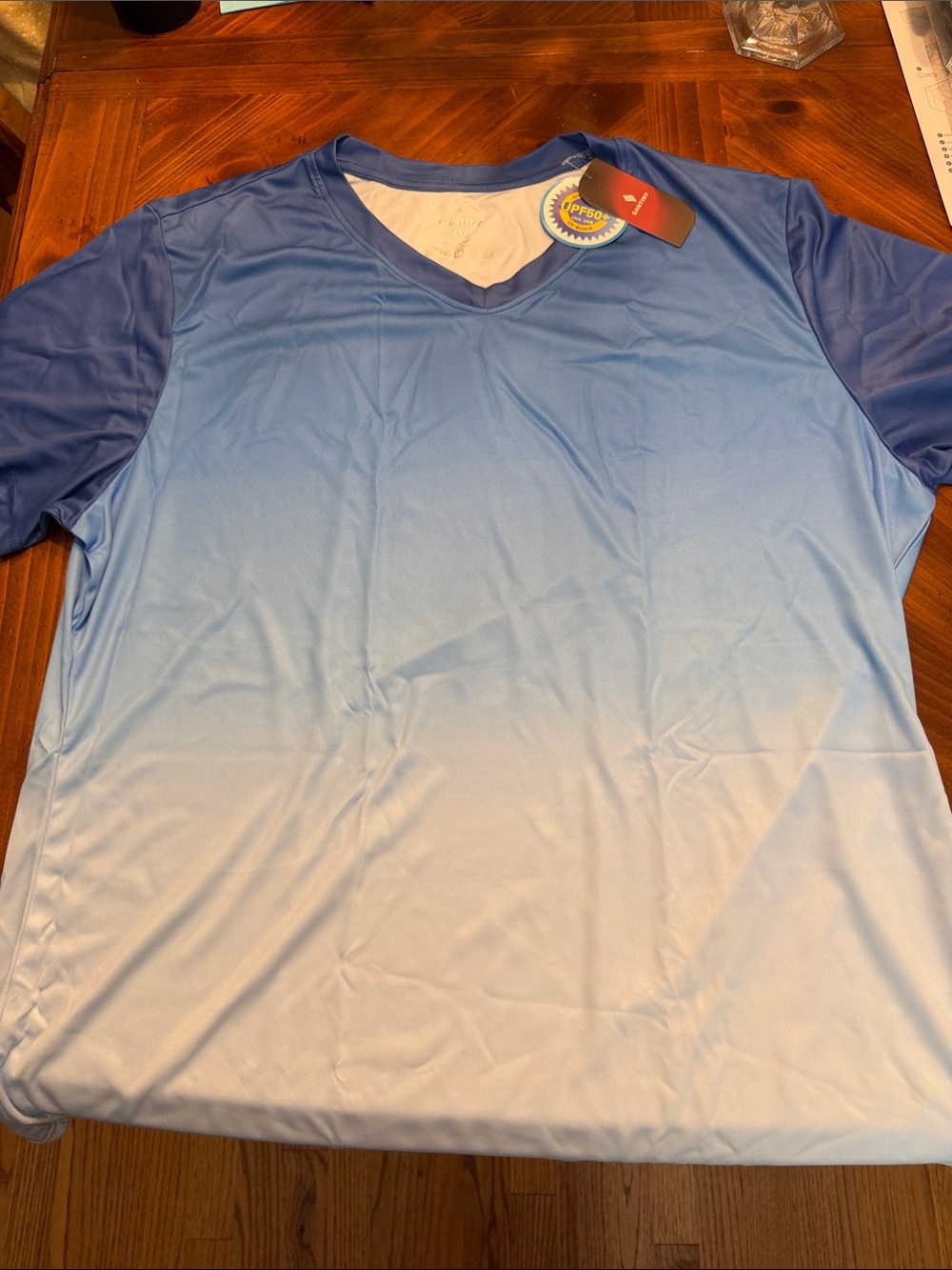 Santiny Women’s Blue V-Neck Short Sleeve Tee